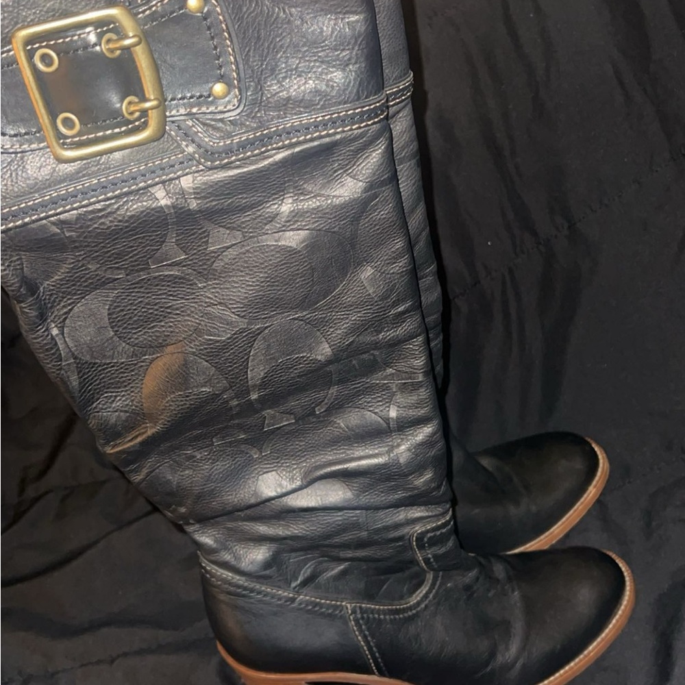 Coach Black Leather Over the Knee Boots